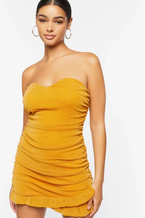 Glitter Knit Ruched Mini Dress