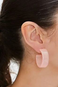 Glitter Open-End Hoop Earrings