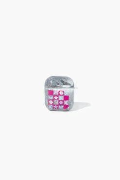 Glittered Floral Earbuds Case
