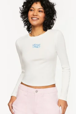 Good Vibes Embroidered Long-Sleeve Baby Tee