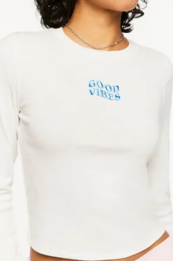 Good Vibes Embroidered Long-Sleeve Baby Tee