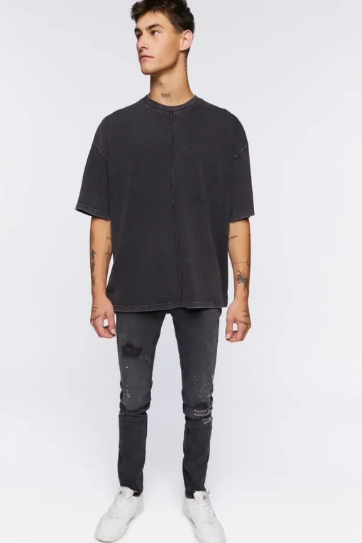 Graphic Paint Splatter Skinny Jeans