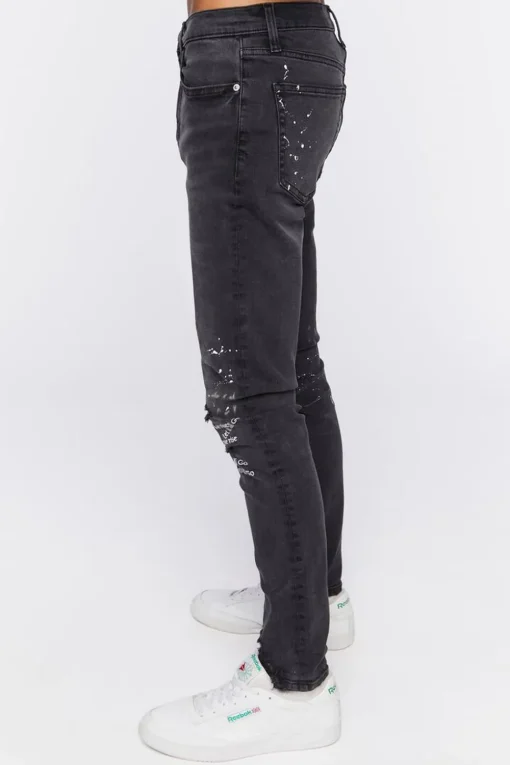 Graphic Paint Splatter Skinny Jeans