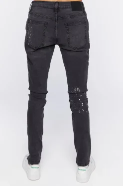 Graphic Paint Splatter Skinny Jeans