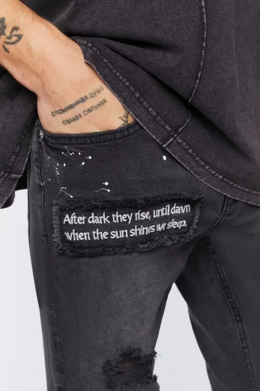 Graphic Paint Splatter Skinny Jeans