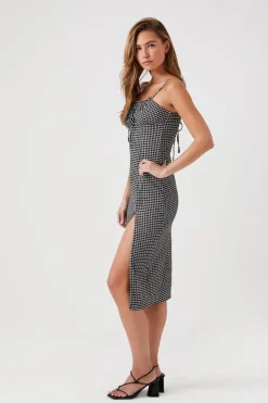 Grid Plaid Cami Midi Dress
