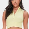 Half-Zip Mock Neck Crop Top