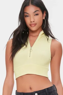 Half-Zip Mock Neck Crop Top