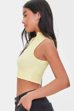 Half-Zip Mock Neck Crop Top