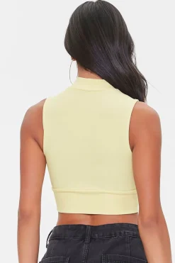 Half-Zip Mock Neck Crop Top