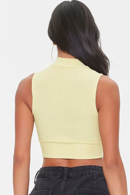 Half-Zip Mock Neck Crop Top