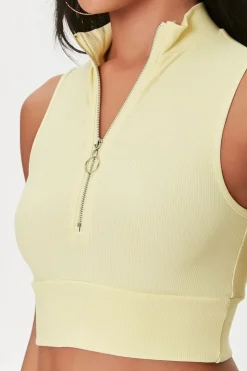 Half-Zip Mock Neck Crop Top