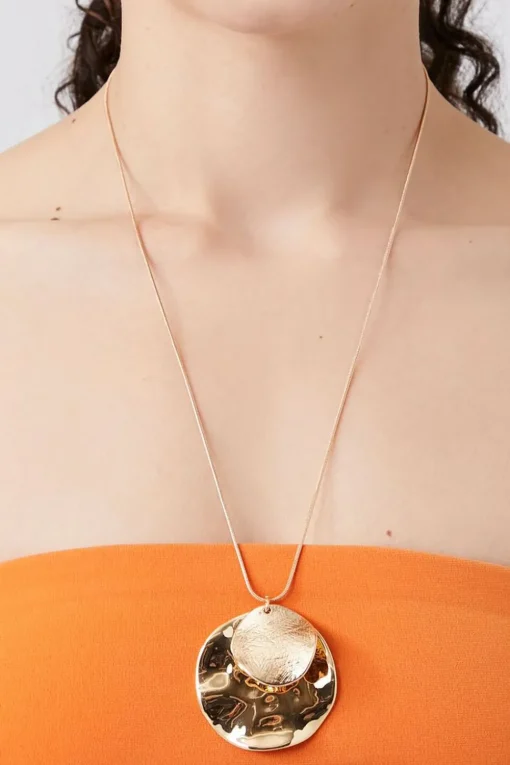 Hammered Disc Statement Necklace