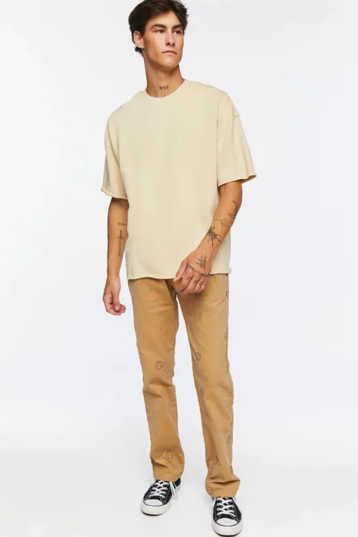 Happy Face Corduroy Drawstring Pants