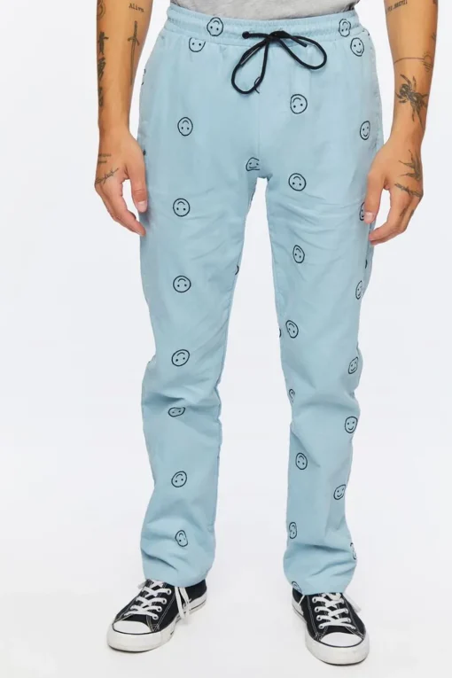 Happy Face Corduroy Drawstring Pants