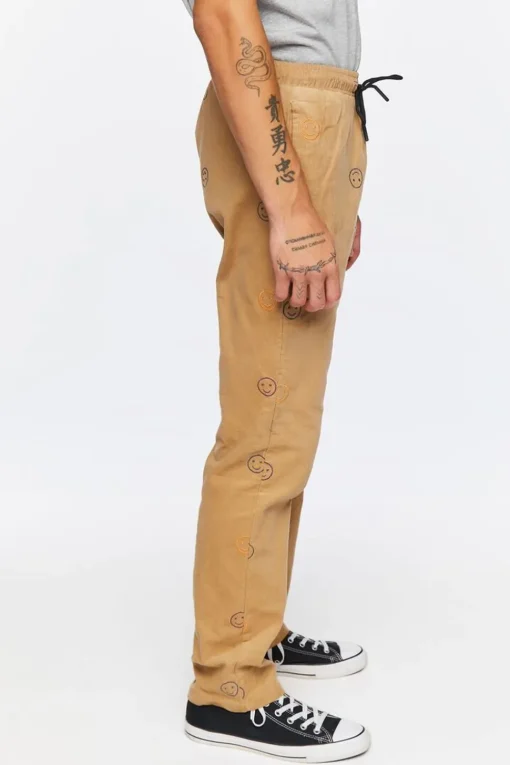 Happy Face Corduroy Drawstring Pants