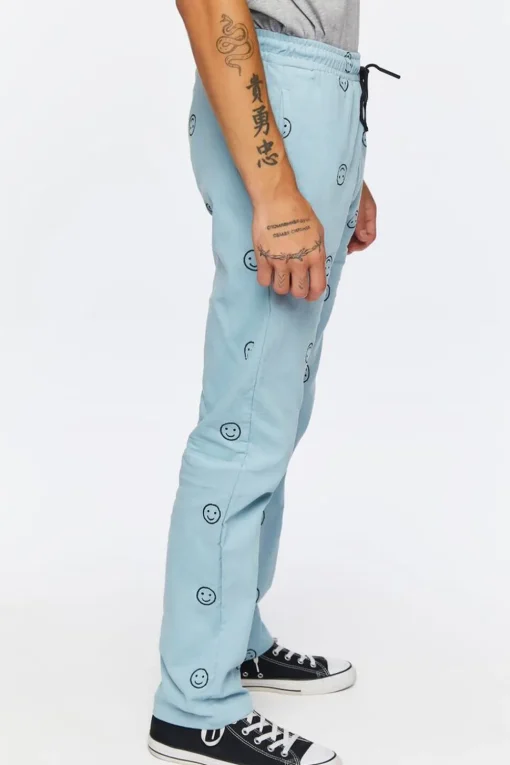 Happy Face Corduroy Drawstring Pants