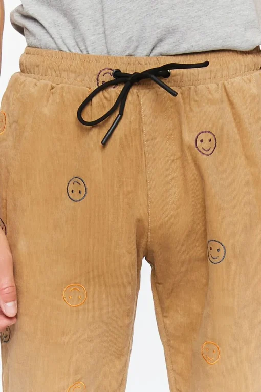 Happy Face Corduroy Drawstring Pants