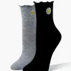 Happy Face Daisy Crew Socks - 2 Pack