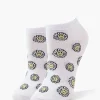 Happy Face Floral Print Ankle Socks