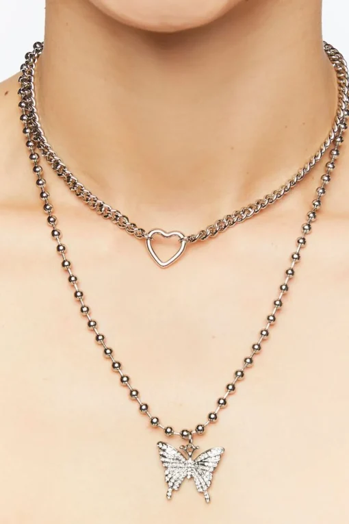 Heart & Butterfly Layered Necklace