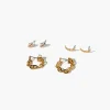 Heart Charm Stud & Hoop Earrings Set