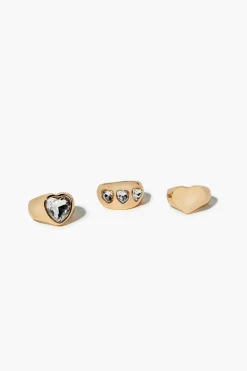 Heart Faux Gem Ring Set