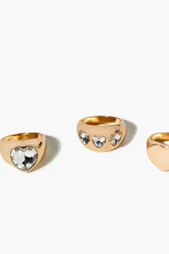 Heart Faux Gem Ring Set