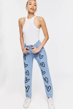 Heart Graphic High-Rise Jeans