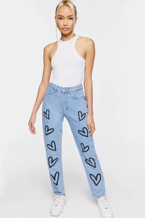 Heart Graphic High-Rise Jeans