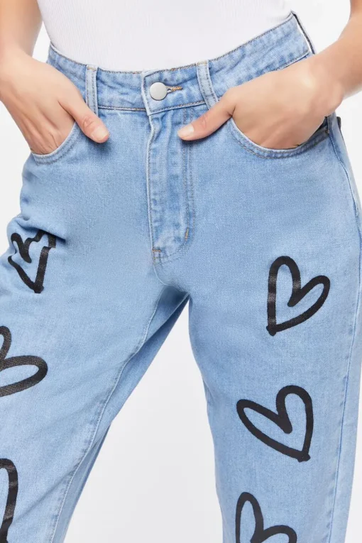 Heart Graphic High-Rise Jeans