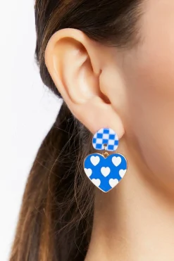 Heart Print Drop Earrings