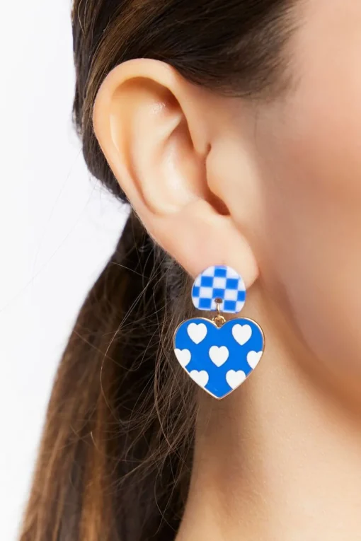 Heart Print Drop Earrings
