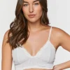 Heathered Lace-Trim Bralette