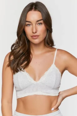 Heathered Lace-Trim Bralette