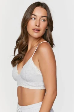 Heathered Lace-Trim Bralette
