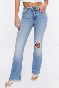 Hemp 10% Distressed Flare Jeans