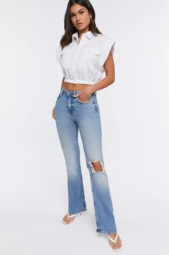 Hemp 10% Distressed Flare Jeans