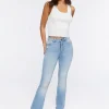 Hemp 10% High-Rise Bootcut Distressed Jeans