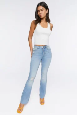 Hemp 10% High-Rise Bootcut Distressed Jeans