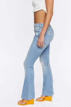 Hemp 10% High-Rise Bootcut Distressed Jeans