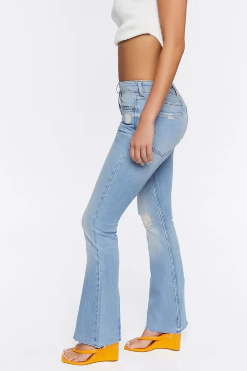 Hemp 10% High-Rise Bootcut Distressed Jeans