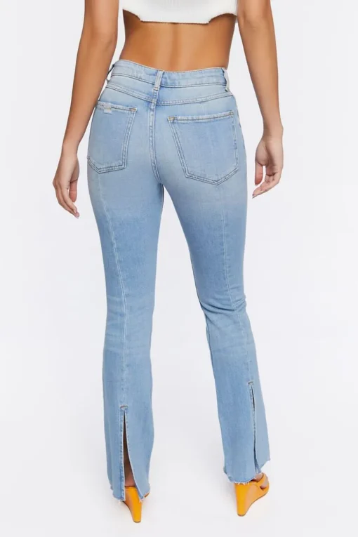 Hemp 10% High-Rise Bootcut Distressed Jeans