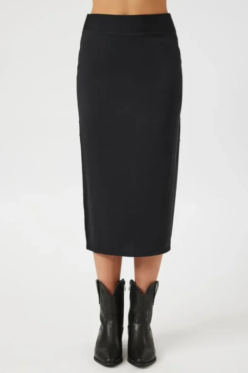 High-Rise A-Line Midi Skirt