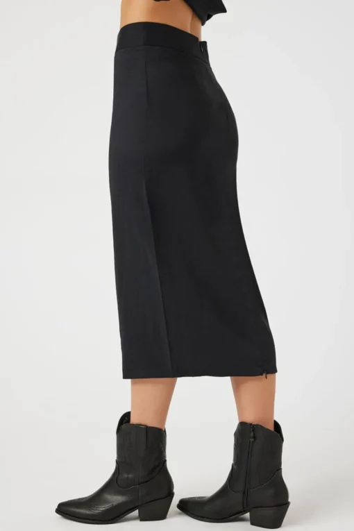 High-Rise A-Line Midi Skirt