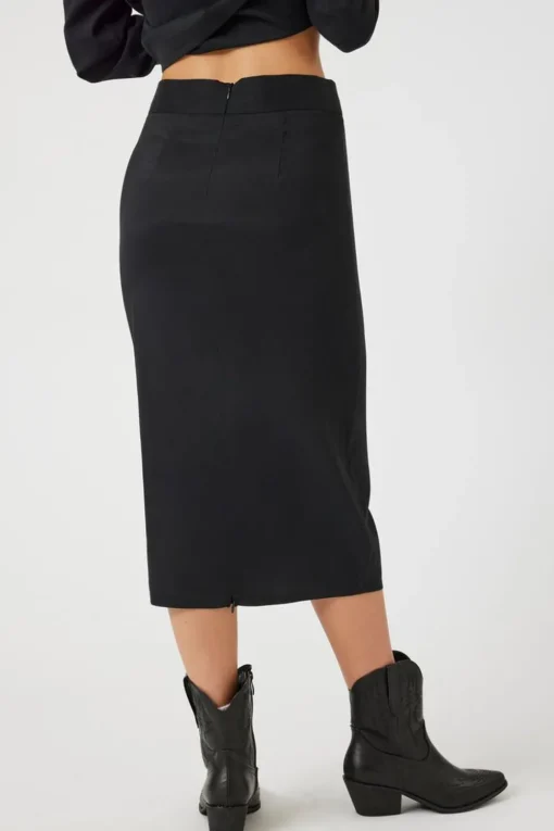 High-Rise A-Line Midi Skirt