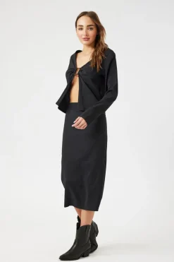 High-Rise A-Line Midi Skirt