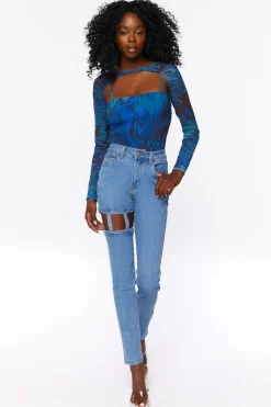 High-Rise Cutout Jeans