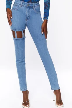 High-Rise Cutout Jeans