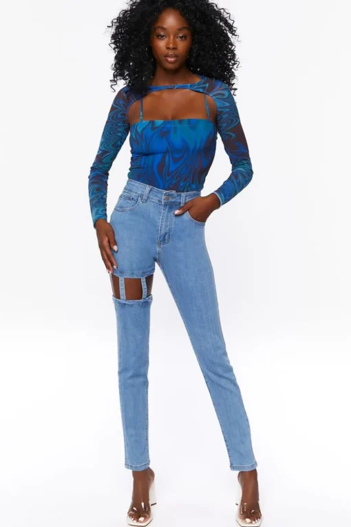 High-Rise Cutout Jeans